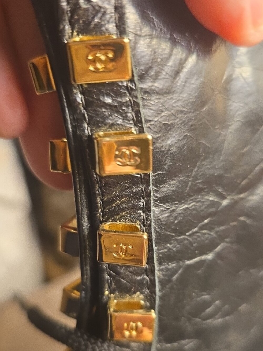 Chanel Black Combat Boots with Gold Square Studs - Picture 4 of 10